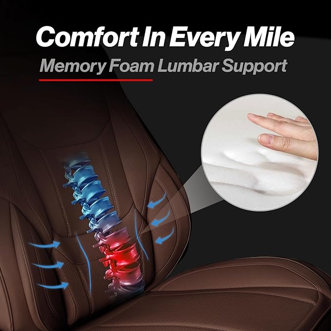 Coverland Custom Fit Car Seat Covers for Truck Compatible with [2001-2014 Chevy Silverado 2500HD Extended Cab] Premium Waterproof Non-Slip Interior Protector [Full Set Dark Brown- Size Chart X154]
