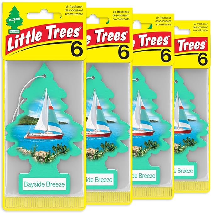 LITTLE TREES Car Air Freshener | Hanging Tree Provides Long Lasting Scent for Auto and Home | Bayside Breeze, 24 Air Fresheners