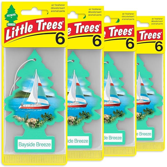LITTLE TREES Car Air Freshener | Hanging Tree Provides Long Lasting Scent for Auto and Home | Bayside Breeze, 24 Air Fresheners