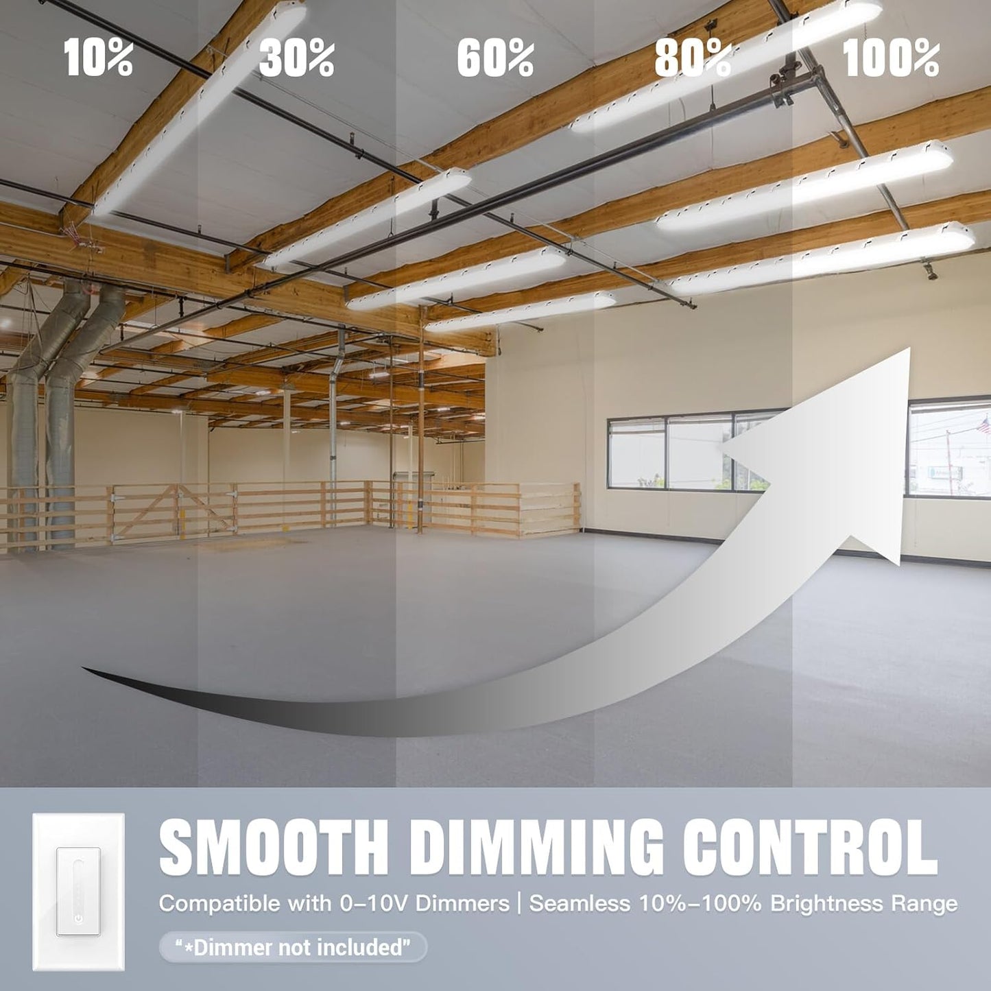 JTT 8FT LED Vapor Tight Light 120/100/80W Tunable, 18000lm LED Vapor Proof Lighting Fixture IP66, 5000K/4000K/3000K Outdoor Shop Light Waterproof for Parking Garage Car Wash Warehouse ETL Listed