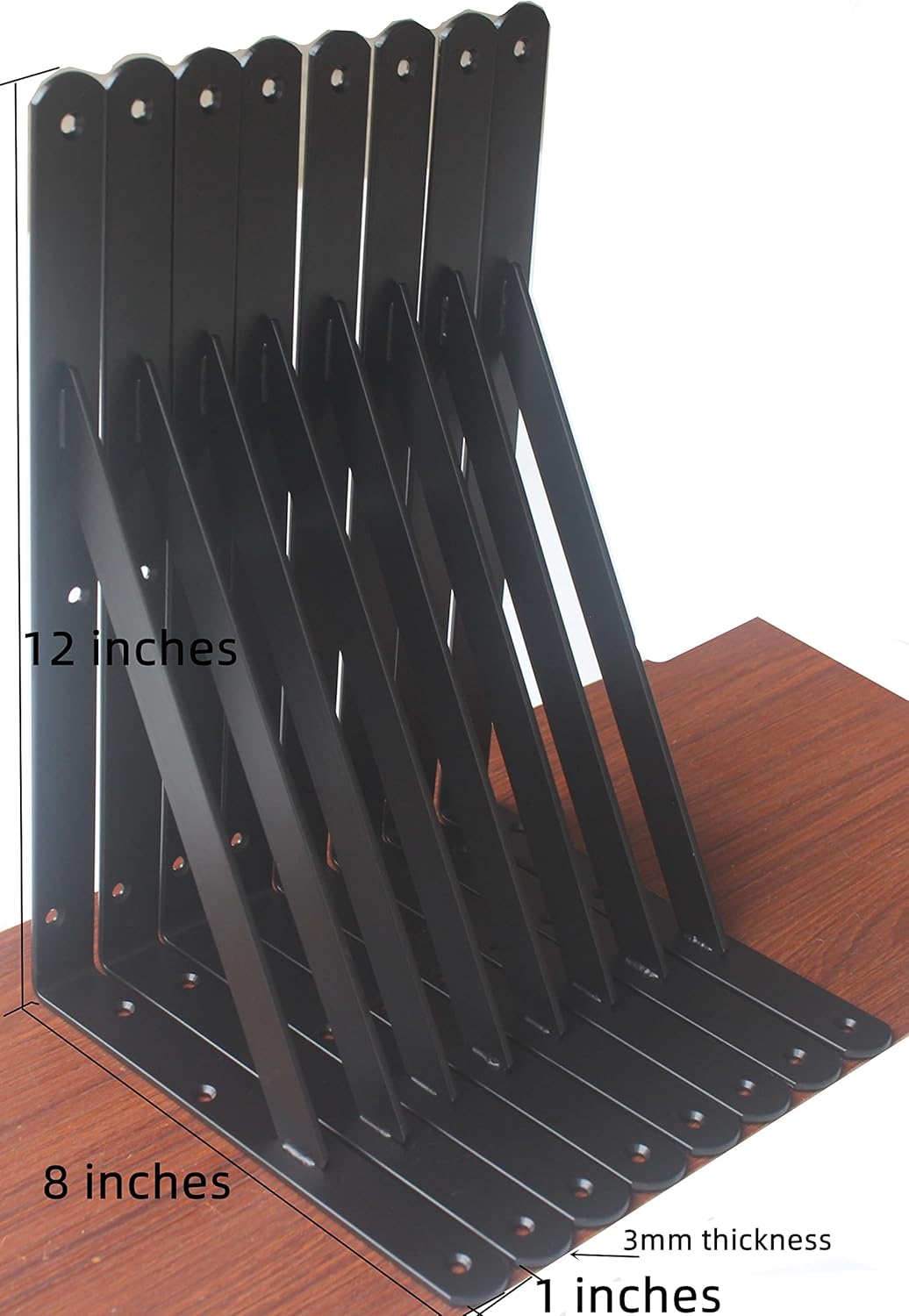 24 Pack L12 x H 8" Black Heavy Duty Shelf Brackets with Screws Metal Shelf Brackets Shelf Support Angle Brackets for Shelves L Brackets Heavy Duty Floating Shelf