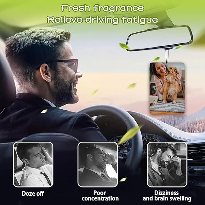 Custom Air Freshener for Car - Double Sided Photo Personalized Car Scents Air Freshener, Smell Air Fresheners With Picture for Wardrobe, Bathroom,Hanging Ornaments (4 Count (Pack of 1))