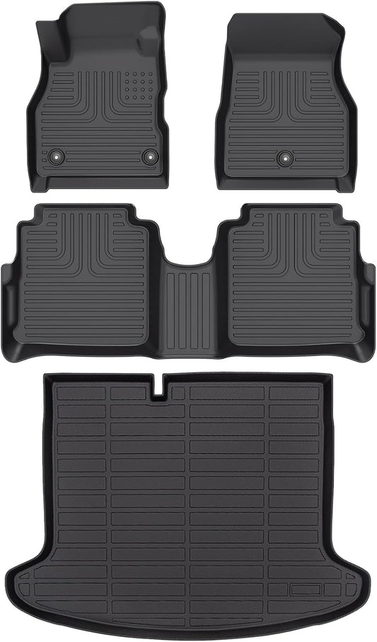 Wayhigh-All Weather Floor Mats & Cargo Liner Set for Nissan Kicks 2018-2024,Custom Fit TPE Car Mats Waterproof Heavy Duty Rubber Floor Liners Kicks Accessories