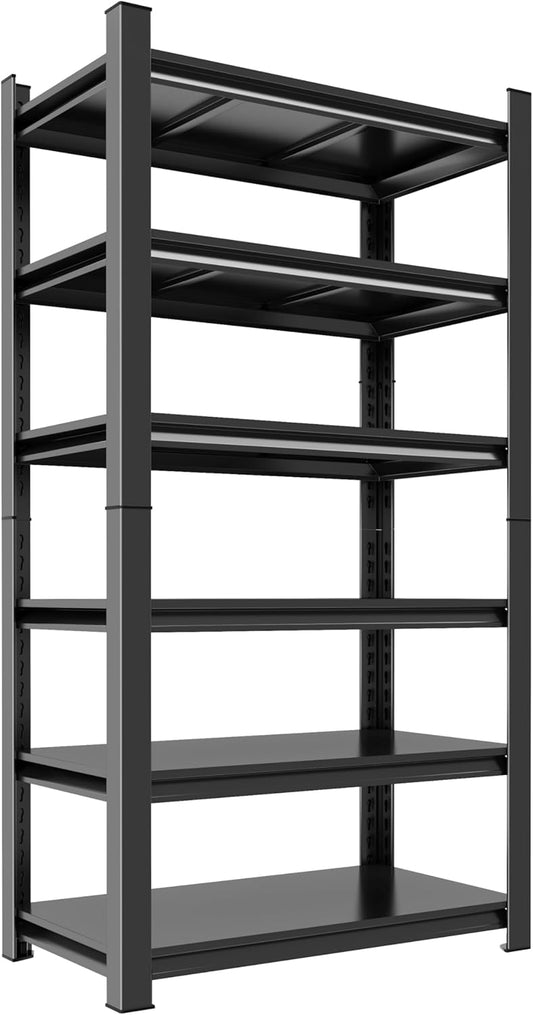 Adjustable 6-Tier Garage Shelving, Heavy Duty Steel Storage Rack, High Load Capacity, Ideal for Garage, Warehouse, or Home Organization (6-Tier 78" H x 40" W x 20" D)