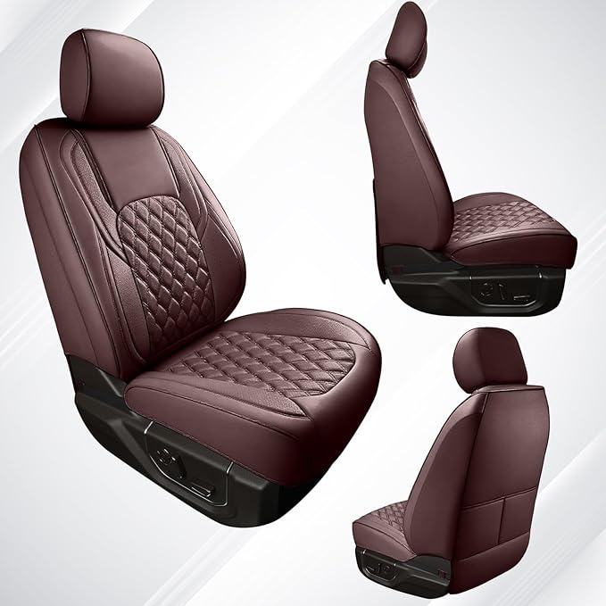 Huidasource Ford F150 F250 Custom Seat Covers, Full-wrap Car Seat Protector Fit for Ford F150 2015-2025&F250 F350 F450 2017-2025 All Cab XL XLT Lariat King Ranch Platinum(Front Pair/Coffee)