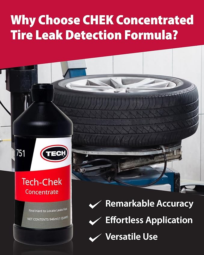 TECH CHEK Concentrated Tire Leak Detection Formula - Find Even the Toughest to Spot Leaks, Fast - Quart