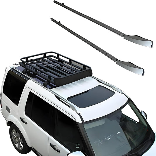 Roof Rack Side Rails Compatible with Land Rover Discovery 4 2005-2016 Models，Luggage Rack Silver Aluminum Cargo Management Car Accessories