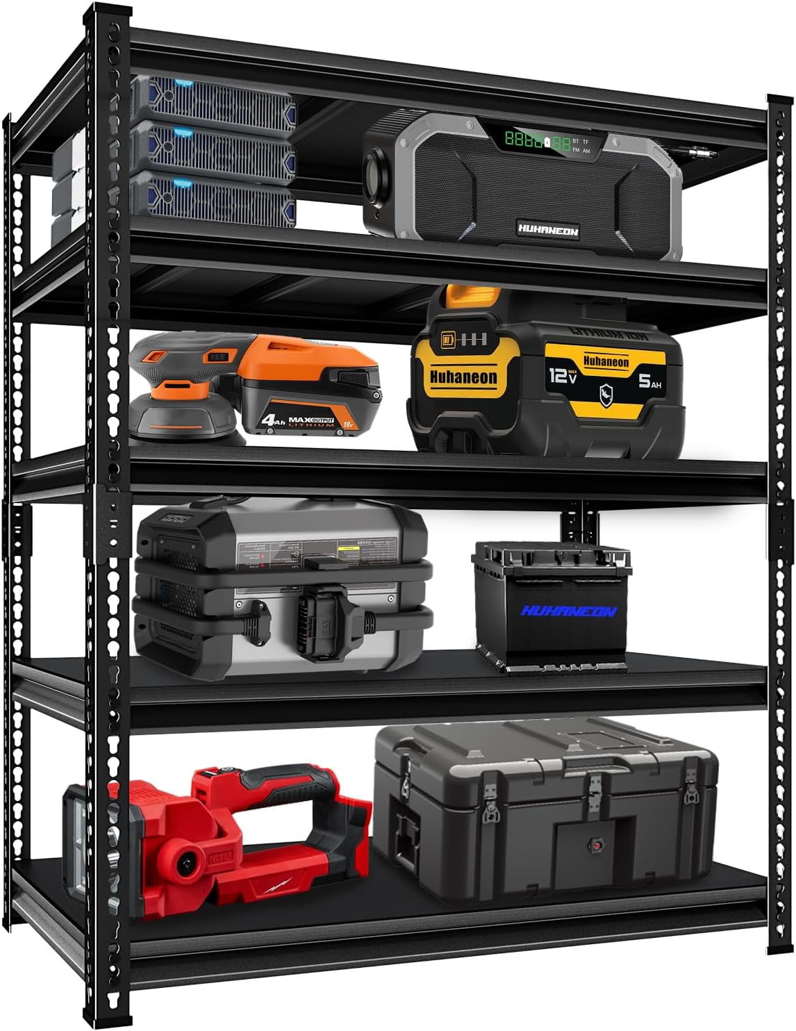 Adjustable Garage Storage Shelves, 48''W Garage Shelving Heavy Duty Loads 2500LBS, Metal Industrial Utility Shelf for Warehouse, Kitchen, Laundry Room,48" W x 18" D x 78" H,Black