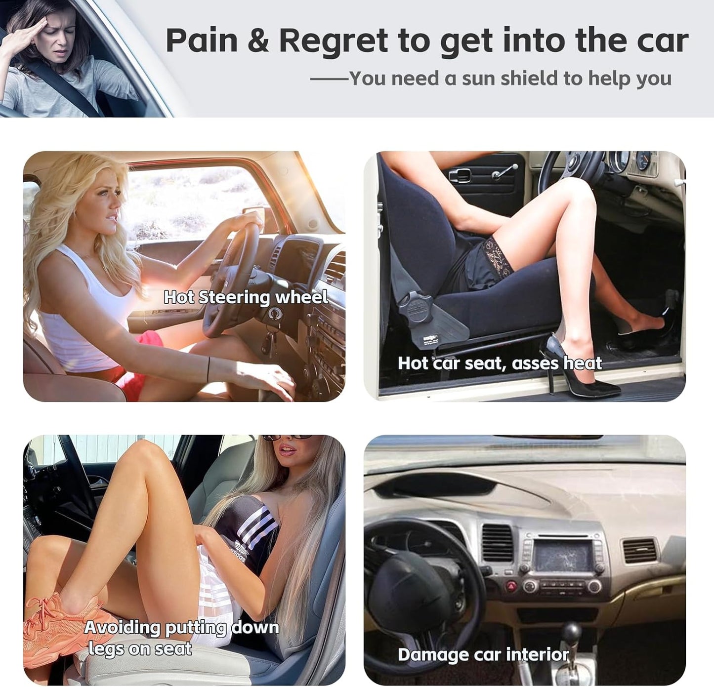 Sun Shade Sunshade for Hyundai Elantra Windshield Cover, 4-Layer Front Window Shade Custom fit Elantra 2016-2020 Sun Visor 240T Retractable Shade Shield Blocks UV Rays Cooler Car Accessories