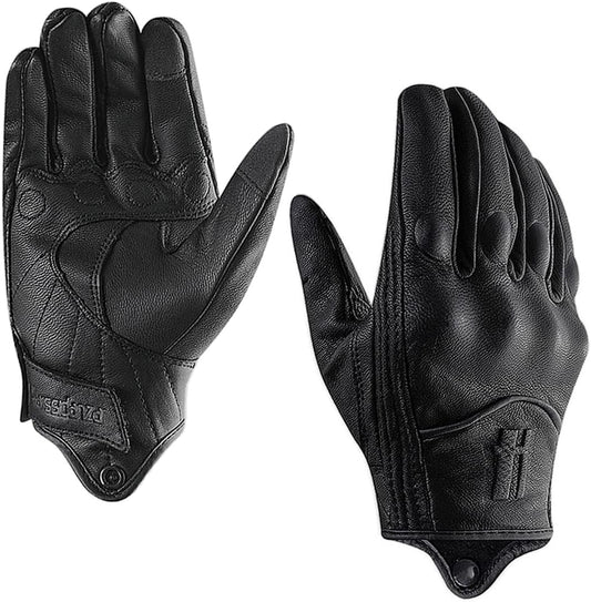 Harssidanzar Women's Motorcycle Gloves,Leather Motorcycle Gloves, Motorbike Gloves, Road Racing, Cycling, Climbing, Powersports Gloves Touchscreen GL016