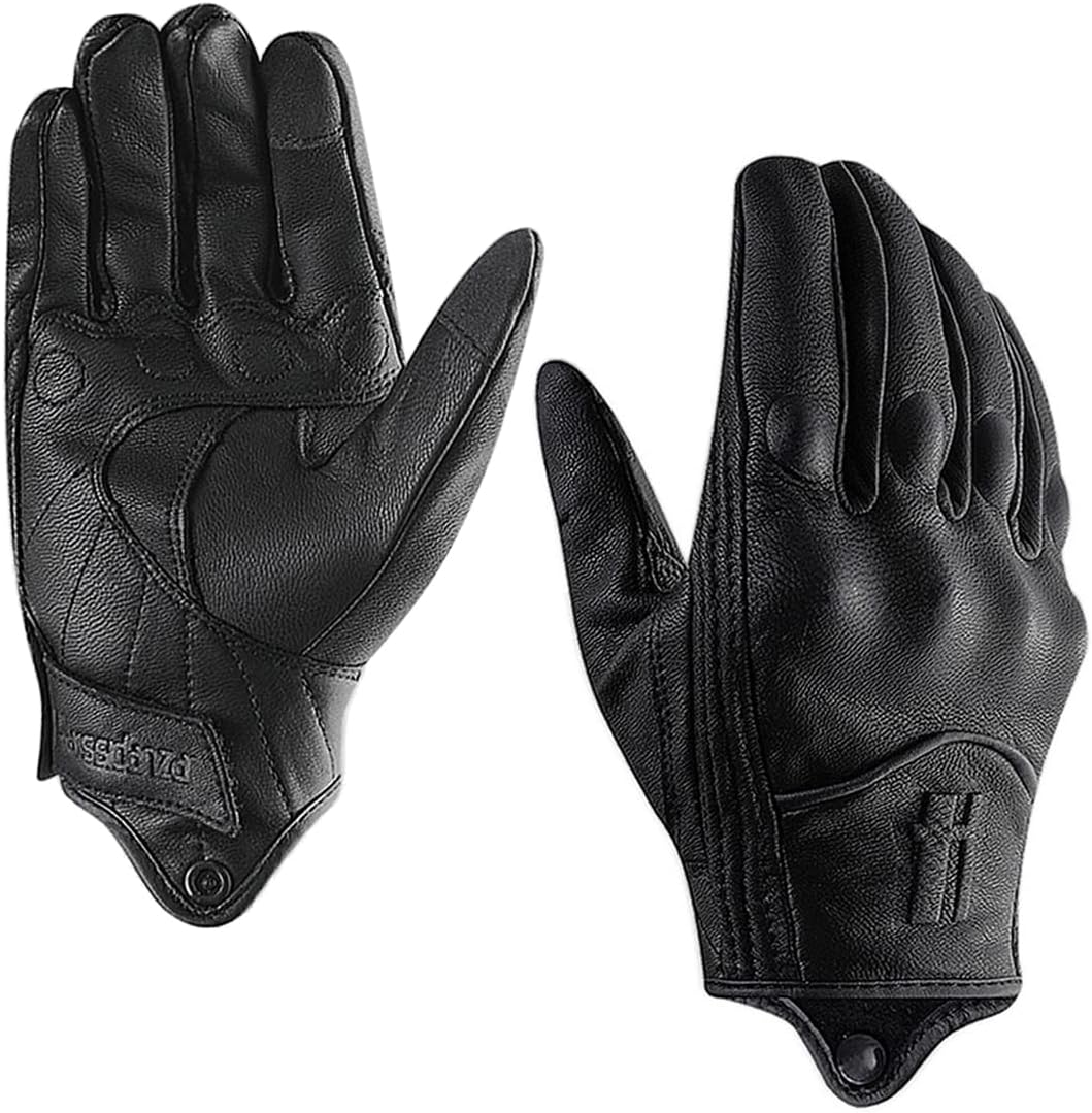 Harssidanzar Women's Motorcycle Gloves,Leather Motorcycle Gloves, Motorbike Gloves, Road Racing, Cycling, Climbing, Powersports Gloves Touchscreen GL016