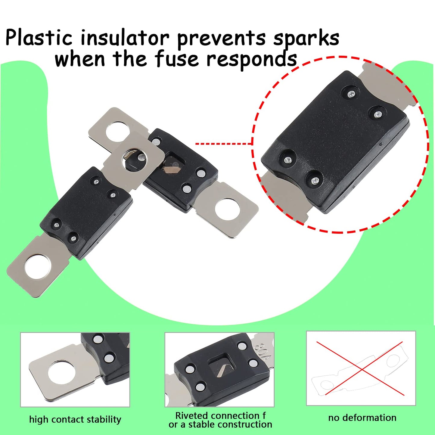 125A MEGA High Current Fuse - 125 Amp Bolt-on Fuse for Cars, Trucks, Construction Vehicles, Buses, Caravans (2 Pcs)