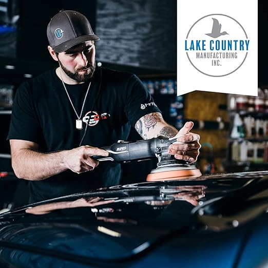 6.5" SDO Foam Buffing and Polishing Pad Kit (Set of 3) – Lake Country Manufacturing – Tapered Edge Pads – Blue Heavy Polishing, Orange Polishing, Black Finishing – Compounding