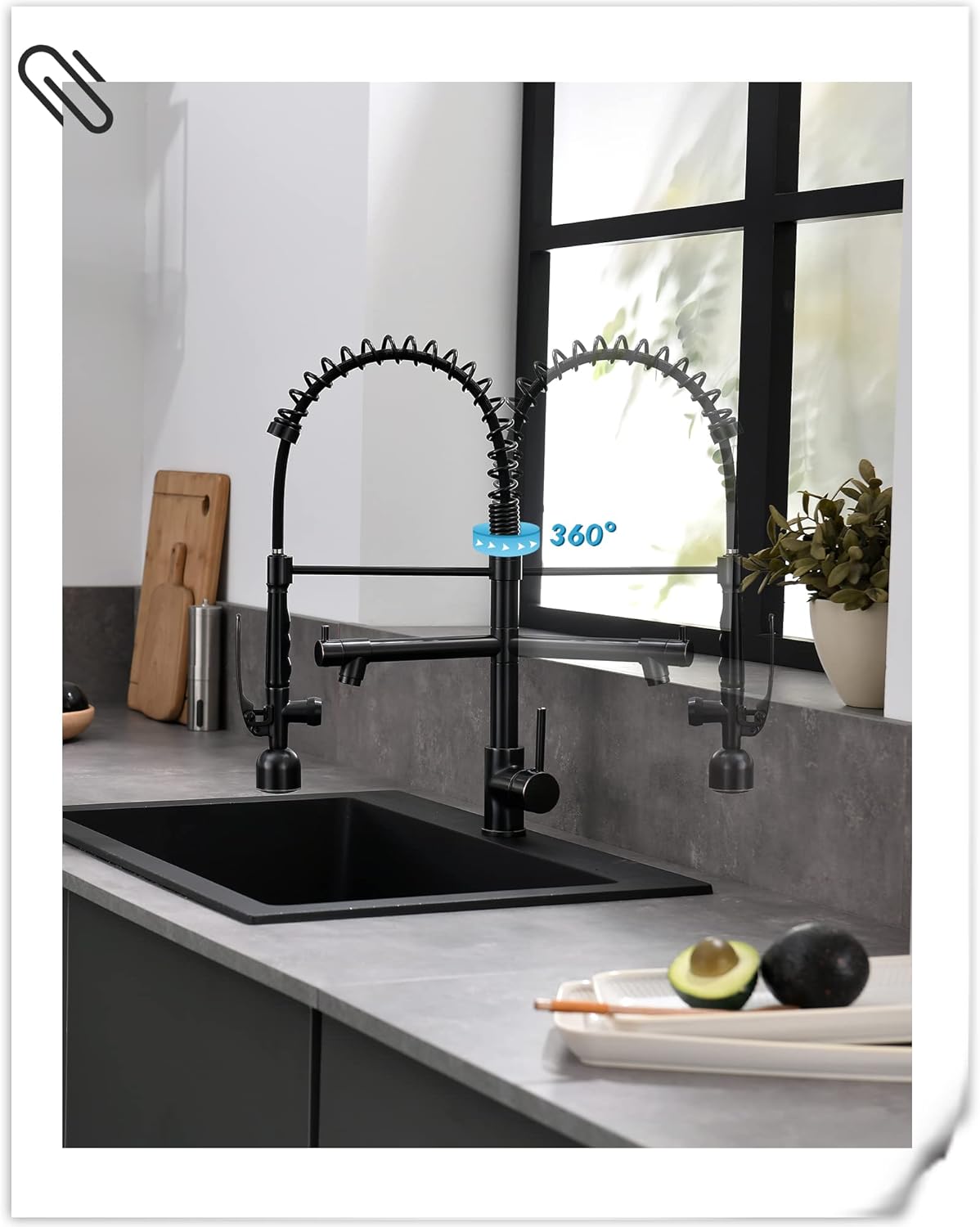Fapully Commercial Single Handle Pull Down Sprayer Oil Rubbed Bronze Kitchen Faucet, Kitchen Sink Faucet with LED Light