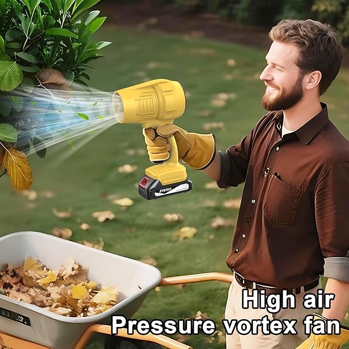 Fostex Cordless Leaf Blower, Handheld Turbo Air Blower with 2 Batteries, Lightweight & Portable, 6 Speed Modes, for Car Drying, Snow, Dust and Leaf Blowing