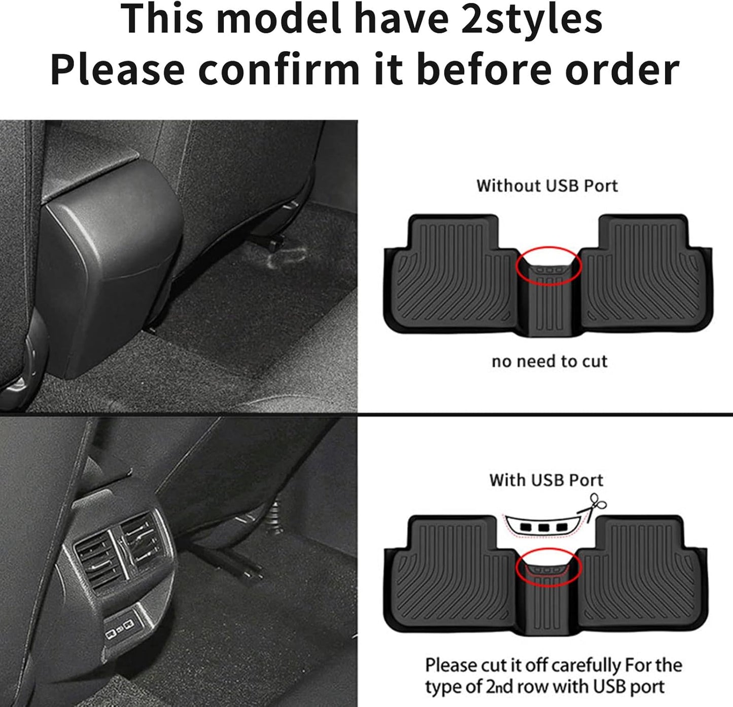 KELCSEECS Floor Mats Fits for 2026 2025 2024 2023 2022 Honda Civic Sedan Hatchback Si Sedan (Include 2nd Row with USB Port) All Weather Car Mats Honda Civic Floor Mats Accessories Black