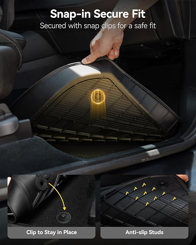3W Floor Mats Fit for 2021-2023 Tesla Model 3, TPE All Weather Custom Fit Floor Liner 1st and 2nd Row Full Set Car Liners, Black