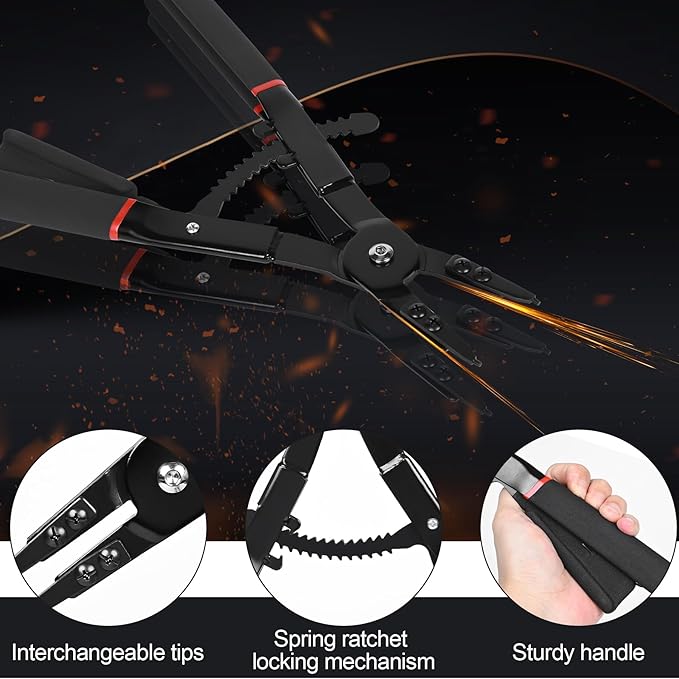 Snap Ring Pliers Set Heavy Duty - 2 PCS Large Heavy Duty Snap Ring Circlip Pliers ，16" Internal External Circlip Pliers Set with 45° 90° Tips