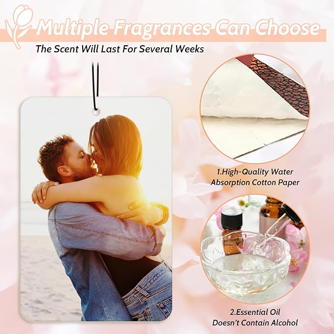 Custom Car Air Freshener with Picture Text - Personalized Car Air Freshener with Multiple Fragrances for Valentine's Day Birthday Gift Hanging Ornaments