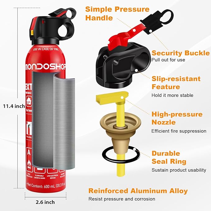 Fire Extinguisher for Home and Vehicle - Mondoshop 4-Pack Water-Based Portable Fire Extinguisher with Mount for A, B, C, K Fire, Suitable for Vehicle, Kitchen, Home, Car, Boat, Camping, Business