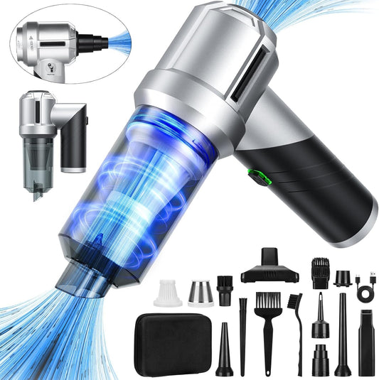 Arify Pro Car Vacuum Portable Cordless with 18000PA Super Suction, 4 in 1 Portable Air Blower/Car Vacuum 90°Foldable Handheld Rechargeable Brushless Motor for Home, PC