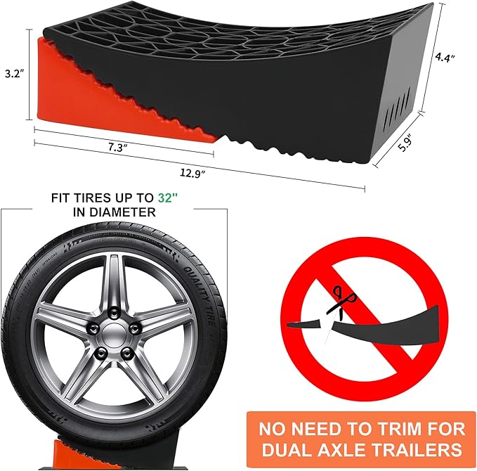 HDPE Curved RV Leveling System for Travel Trailers,Include 2 Camper Levelers,2 Chocks,2 Anti-Slip Rubber Mats,1 Carrying Bag,Up to 35000lbs,Faster and Preciser Leveling Than Camper Leveling Blocks