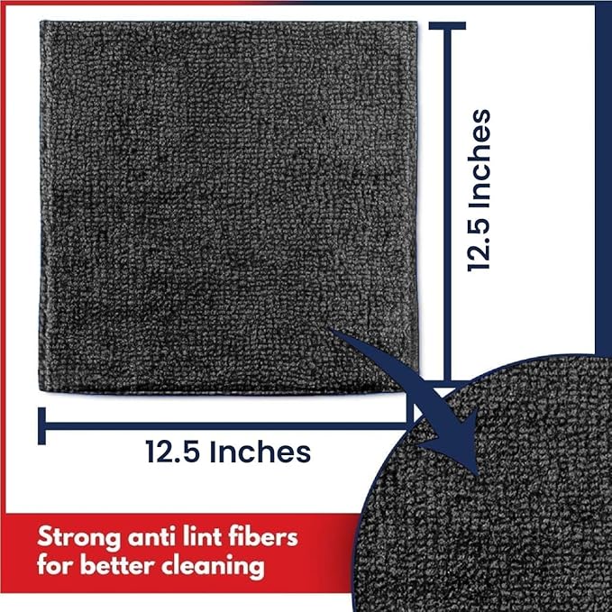 USANOOKS Microfiber Cleaning Cloth - 1200 Washes, Ultra Absorbent Towels Grip Root Weave Grime - 50pack - Black