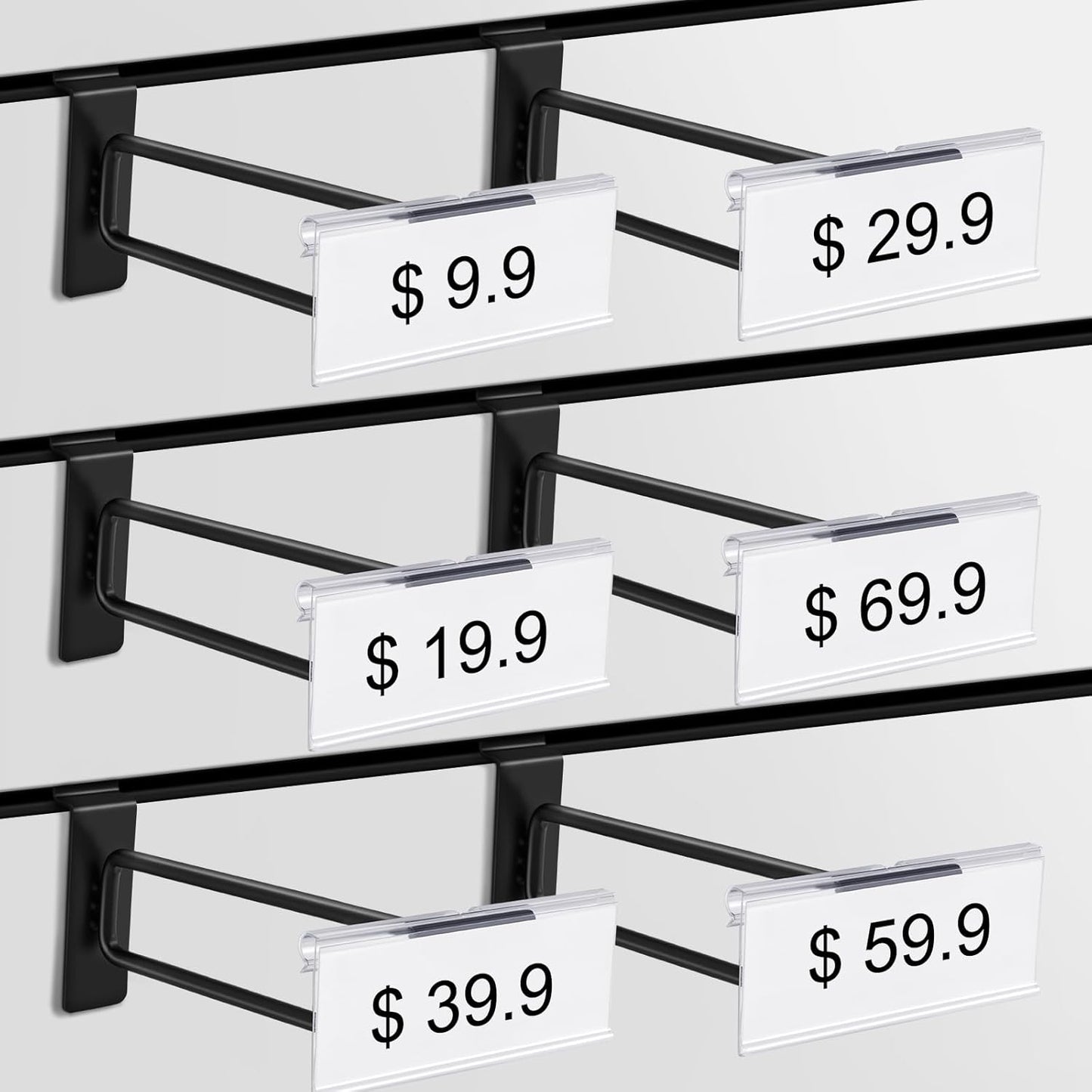 Polmart Heavy Duty Black Slatwall Panel Double-Bar Hooks - 50 Pack (4-inch)