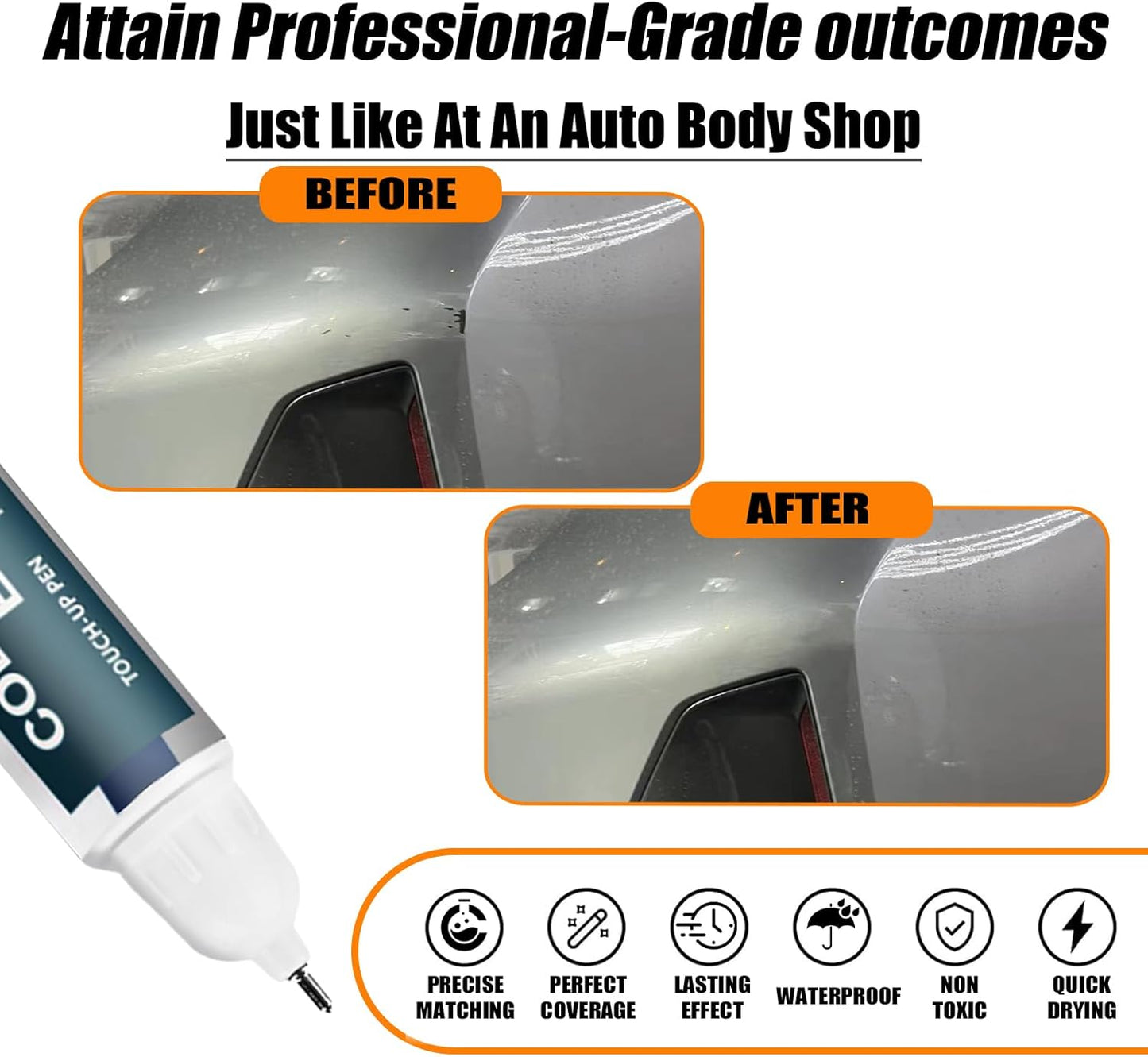 Skyscraper Grey Metallic(C4W/C54) Touch Up Paint for BMW, Car Paint Pen Scratch Repair Two-In-One Touch Up Paint, Premium Car Scratch Remover for Deep Scratches