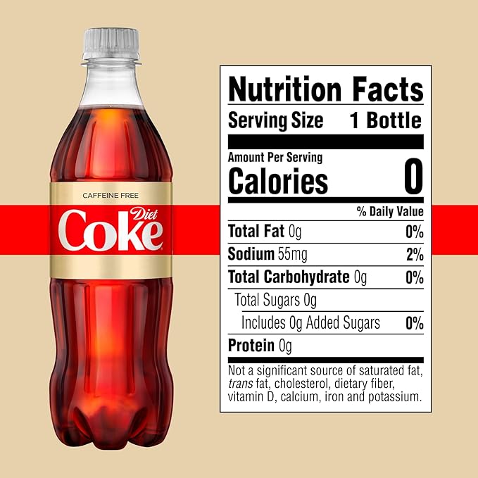 Diet Coke Caffeine Free Soda Soft Drink, 16.9 fl oz, 6 Pack