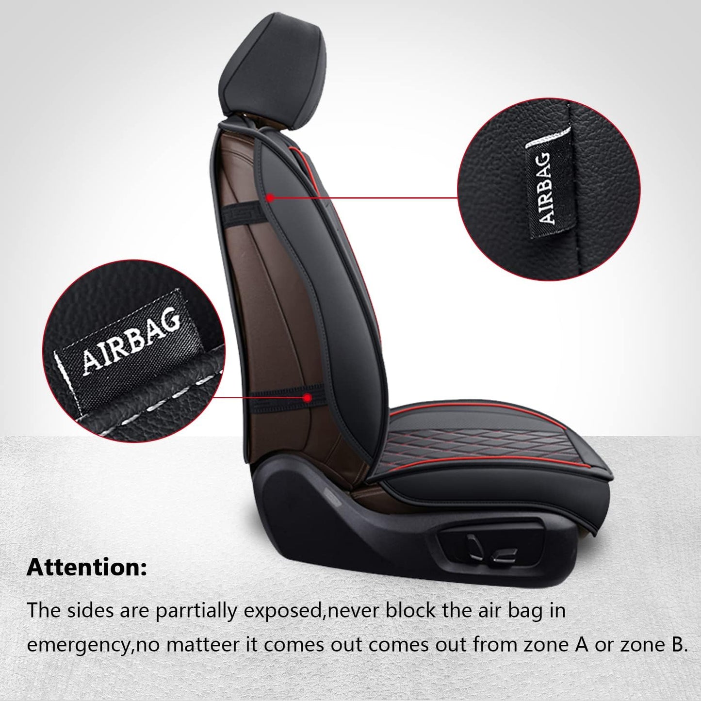 MIROZO Dodge Ram Seat Covers Full Set,5PCS Car Seat Cover Waterproof Fit 2009-2025 Ram 1500 2500 3500 Crew Quad Regular Cab Pickup Cushions with Split Bench 40/60 (Black and Red,Full Set Flat Back)