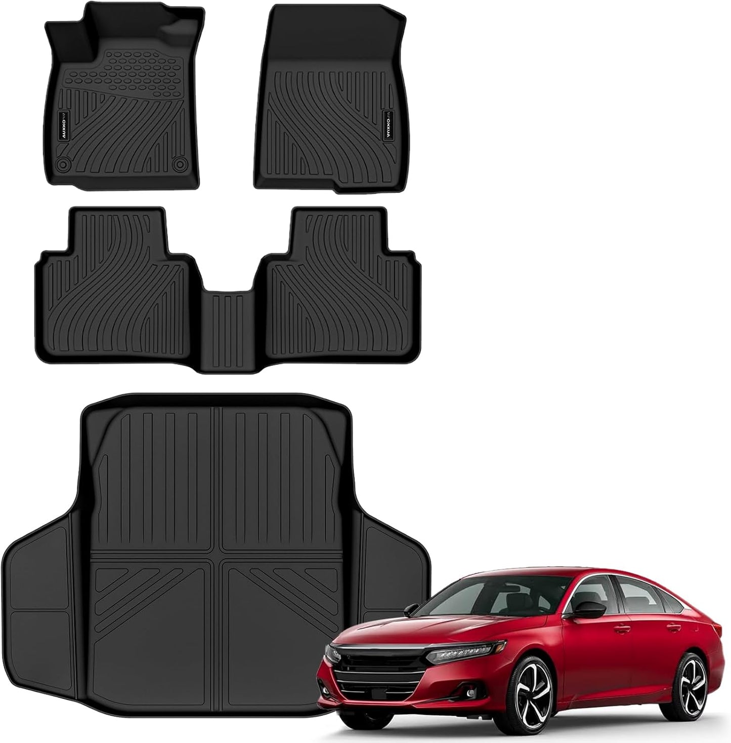 Auxko All Weather Floor Mats Cargo Mat for Honda Accord 2018-2022 TPE Liners Accessories Guard Odorless Anti-Slip All Season Floor Liners Trunk Liner for Honda Accord 2022 2021 2020 2019 2018