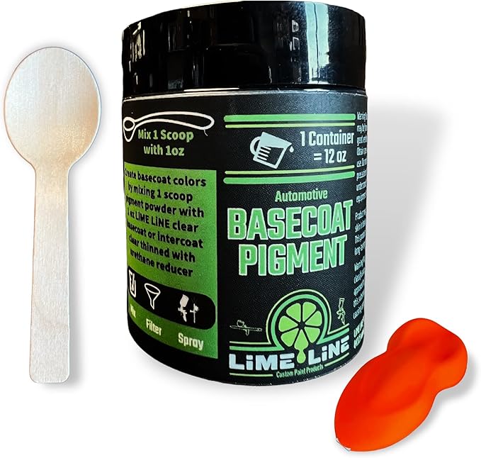 LiME LiNE Base Coat Maker Pigment Powder, Automotive Grade, Basecoat (Bright Orange)
