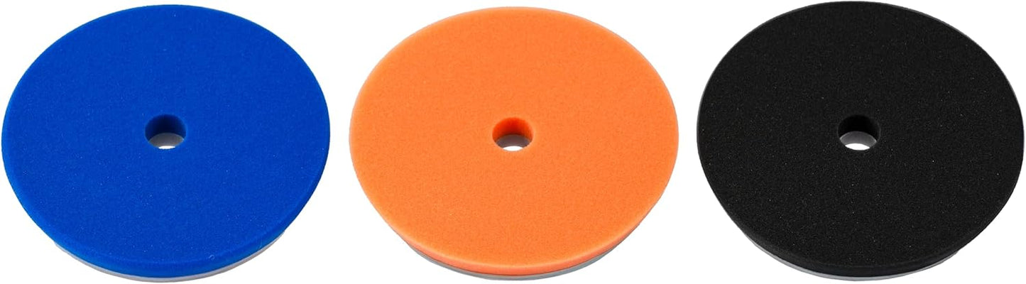 Lake Country 5.5" HDO Foam Polishing Pad Kit (3-Pack) – Premium Heavy Duty Orbital Pads with Tapered Edge – Dense Foam Pads for Car Polishing and Buffing
