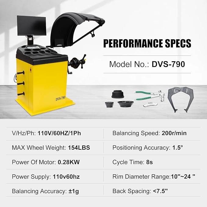 24'' Rim 1.5HP Tire Changer and 10''-24'' Rim Tire Balancer Combo and 3HP Oil-Free Air Compressor for Tire Repair and Wheel Balancing Garage Shop Equipment w/ 1 Year Full Warranty