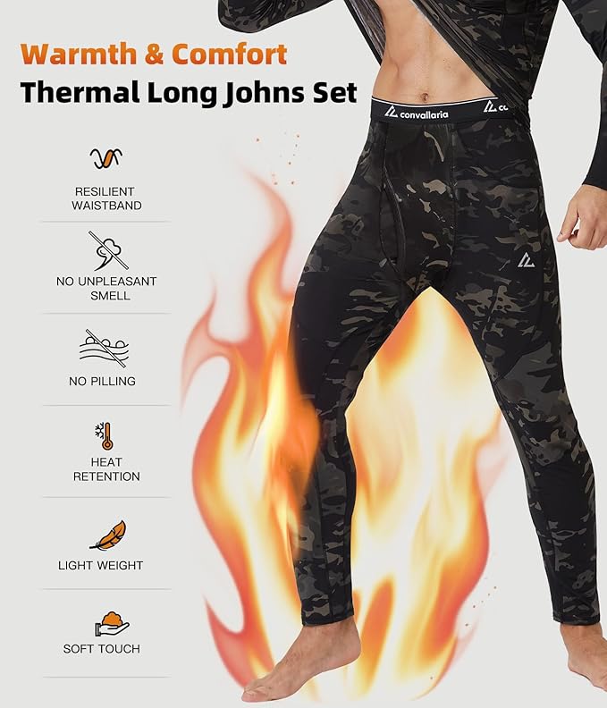 CL convallaria Thermal Underwear Long Johns Set Mens Winter Gift Hunting Gear Sport Base Layer Bottom Top