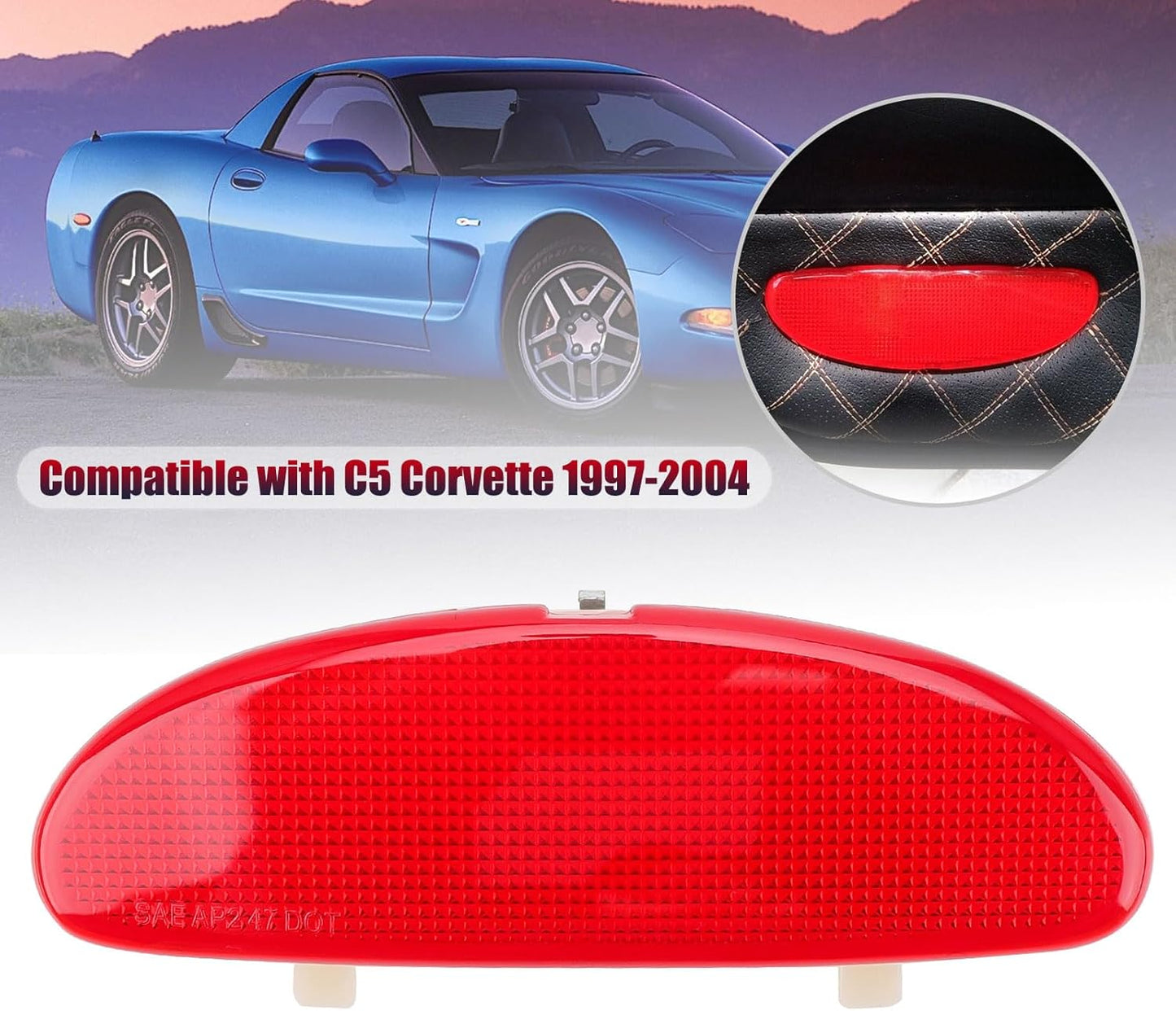 DERI Car Front Inner Door Panel Reflector Plate with Buckle Compatible with C5 Corvette 1997-2004, Left or Right Side Door Panel Reflector Assembly Replace 10295148 (Red) 1Pack