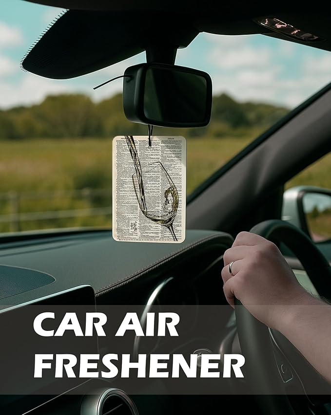 Trendy Retro Wine Cologne Car Air Freshener 4 Pcs, Funky Classic Cocktail Whisky Wine Hanging Air Freshener for Cars Bathroom Dorm Books Decor, Vintage Accessories Gifts for Women Girls Men