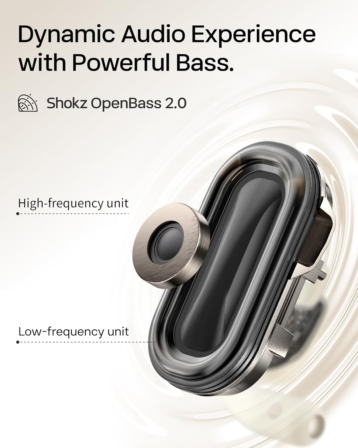 SHOKZ New OpenFit 2 Open-Ear Headphones, True Wireless Bluetooth Earphones with Microphone, Earhook Earbuds with 48 Hours of Playtime, Fast Charging, IP55 Water-Resistant, with Carrying Bag, Beige
