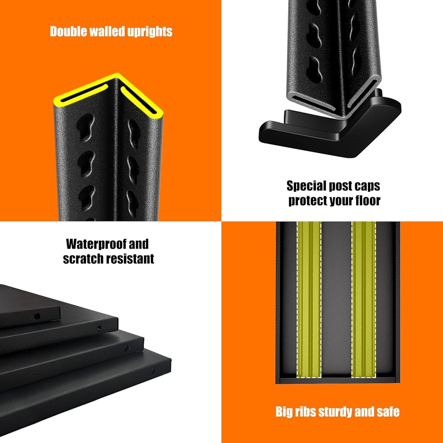 40in Wide Garage Shelving Heavy Duty，2000lbs Large Loads Adjustable Garage Storage Shelves,All Metal Storage Racks and Utility Rack Shelves, 40”W x 16”D x 72”H (Black)