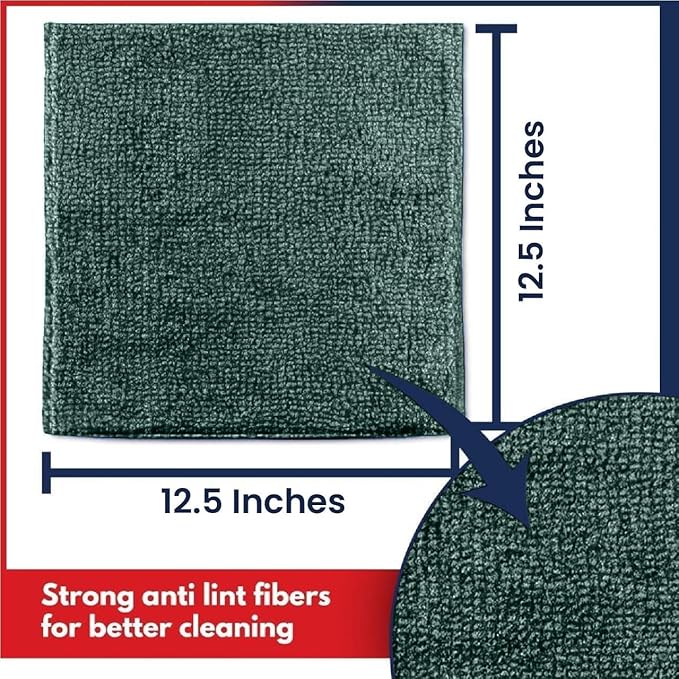 USANOOKS Microfiber Cleaning Cloth - 1200 Washes, Ultra Absorbent Towels Grip Root Weave Grime - 24pack - Dark Green
