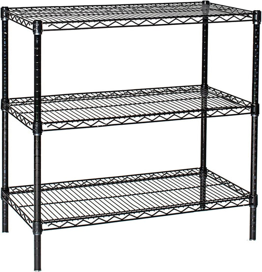 Omega 18" Deep x 60" Wide x 86" High 3 Tier Black Starter Shelving Unit