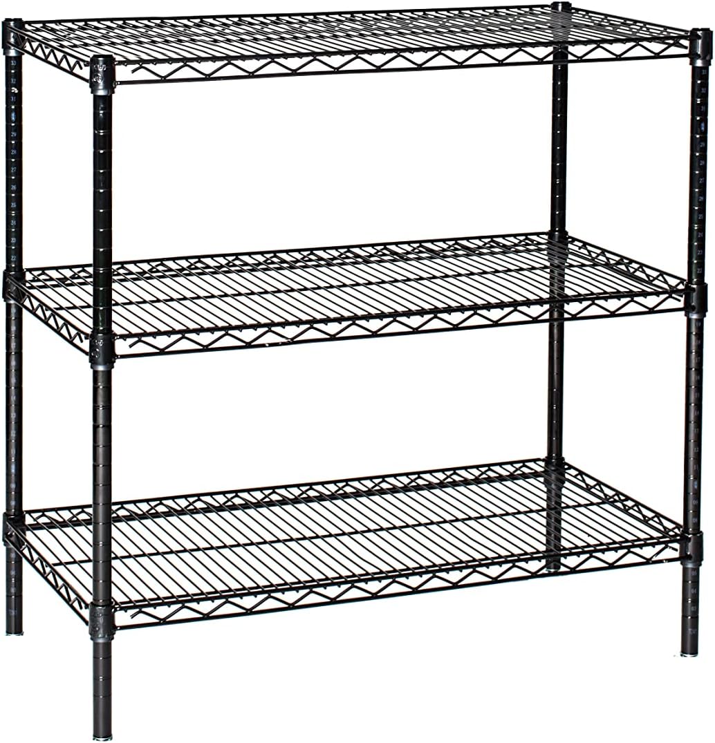 Omega 21" Deep x 36" Wide x 63" High 3 Tier Black Starter Shelving Unit