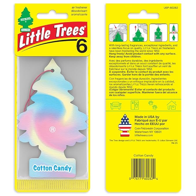 LITTLE TREES Car Air Freshener | Hanging Tree Provides Long Lasting Scent for Auto and Home | Cotton Candy, 24 Air Fresheners