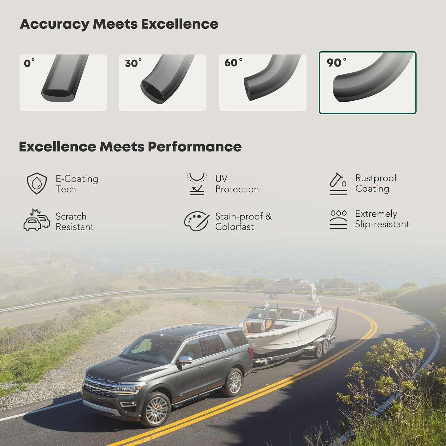 YHTAUTO 4 Inch Running Boards Side Step Bars Fit Chevy & GMC Models - Silverado, Sierra 1500/2500 HD/3500 HD 1999-2018 - Standard/Regular Cab, 90-Degree Bent End Steel Black Powder Cab Side Step Rails