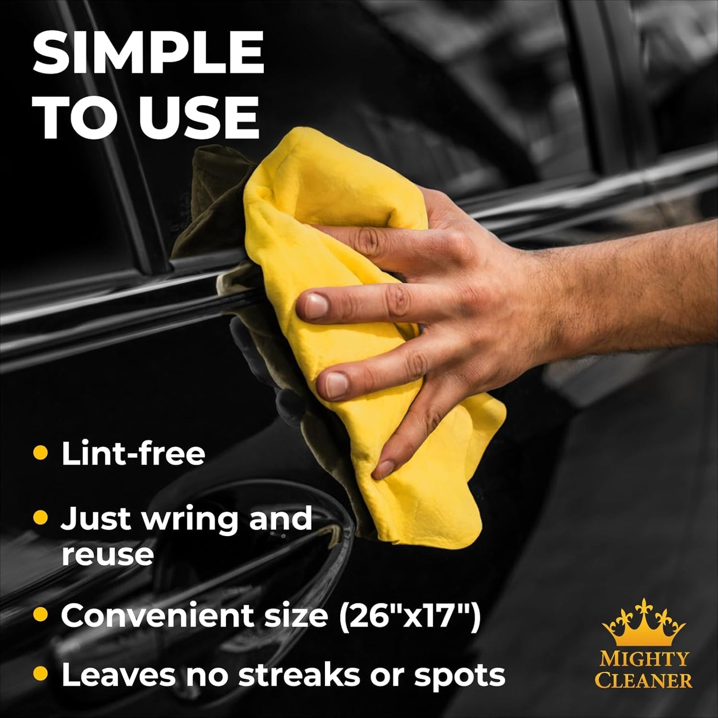 Premium Shammy Cloth for Car Drying - 26”x17” - Super Absorbent Chamois Towel for Car - Scratch-Free, Reusable & Soft