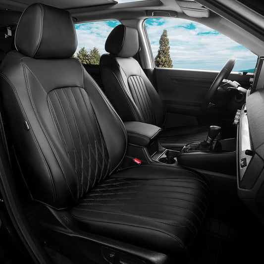 Seat Covers for Honda CRV 2023 2024 2025 2026 EX/EXL/LX/Sport/Touring/Special Edition, Hybrid & Gas, 1:1 Custom Leather Seat Covers Full Set - Black