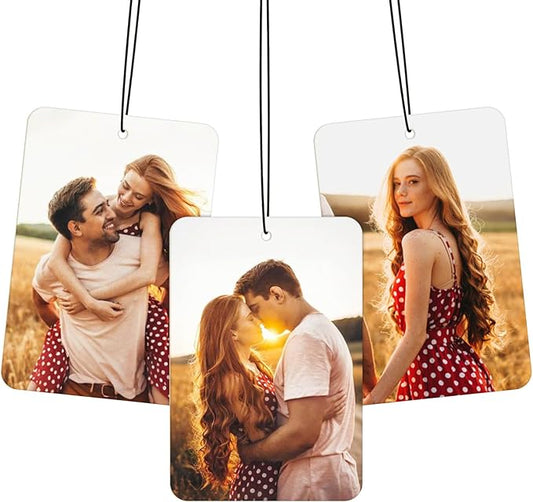 Custom Car Air Freshener With Picture Text - Personalized Car Air Freshener with Multiple Fragrances for Valentine's Day Birthday Gift Hanging Ornaments