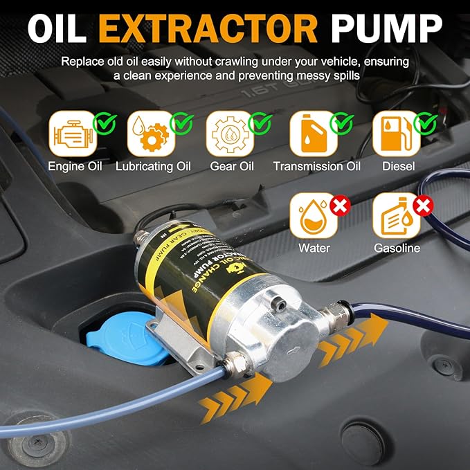MILADO 12V 100W Electric Oil Change Extractor Pump Set,1-4L/min Fluid Transfer Pump for Engine Oil, Diesel Oil, Transmission Fluid, Gear Oil, Suitable for Boat, Car, Truck, Motorcycle, Lawnmower