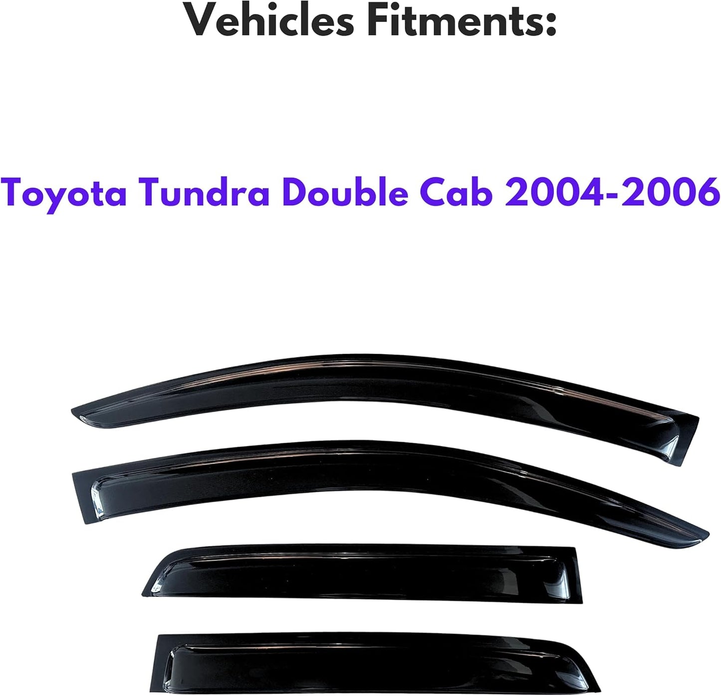 KPY Window Visor Compatible with Toyota Tundra Double Cab 2004-2006, Rain Guard Window Vent Deflectors Tape-On Style, 2004 2005 2006 (Double Cab Only)